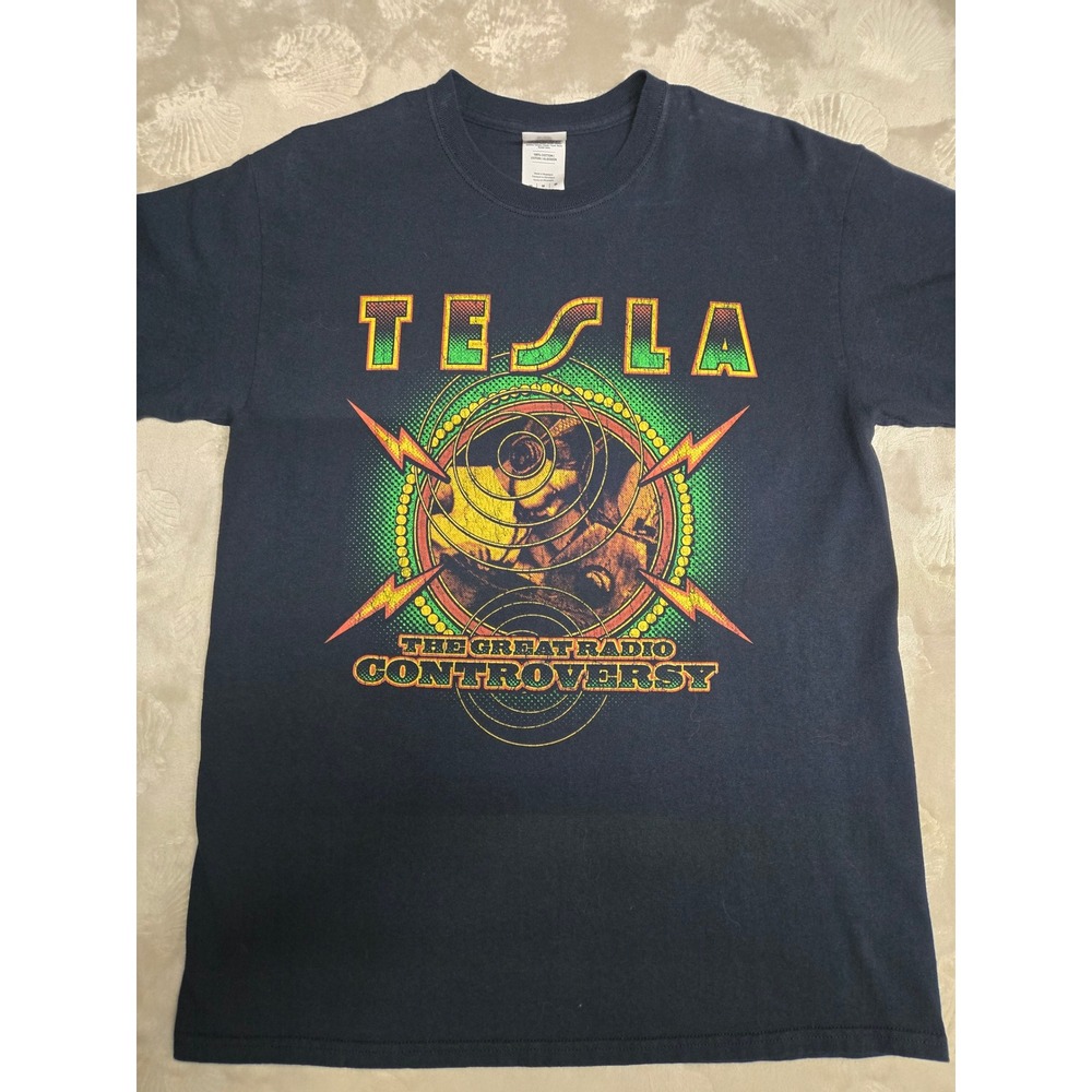 Tesla The Great Radio Controversy 2015 Tour T-Shirt Navy Blue Mens Medium
